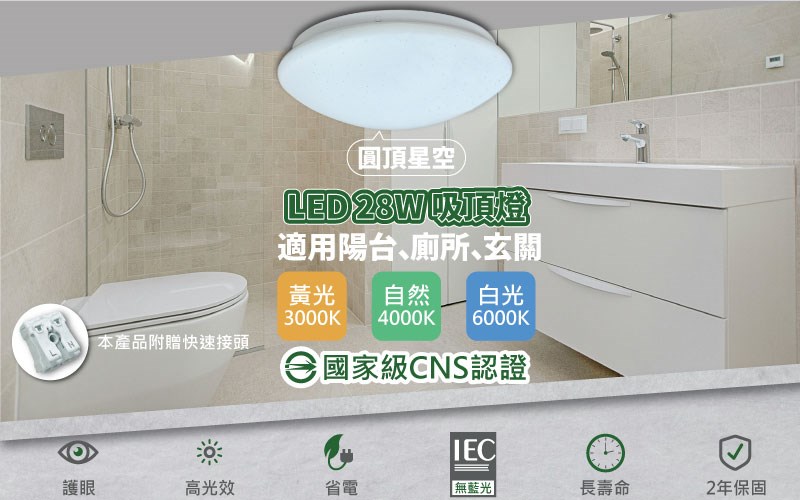 【適用2-3坪】LED 28W 星空吸頂燈
