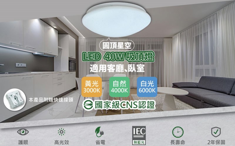 【適用3-4坪】LED 40W 星空吸頂燈