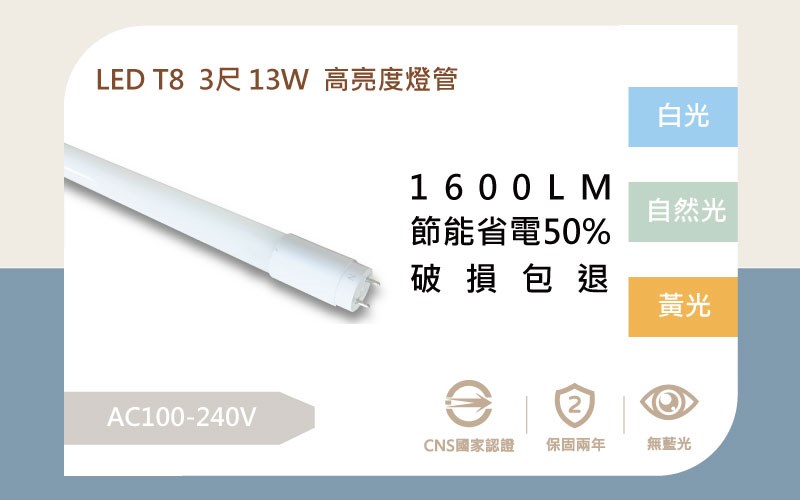 LED 13W 3尺 T8燈管