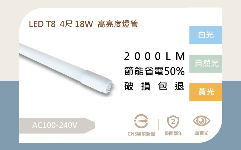 LED 18W 4尺 T8燈管